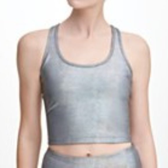 Women’s Calvin Klein Performance Cropped Tank Top Size Large Luster Silver - Picture 2 of 11